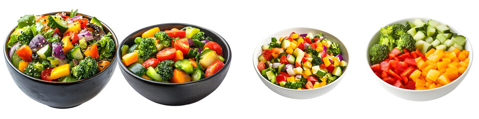 Fresh Vegetable Salad in Bowl &ndash; Healthy Organic Food, Colorful Diet Meal Isolated on Transparent Background