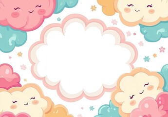 Cute Cartoon Clouds Pastel Colors Whimsical Background Illustration