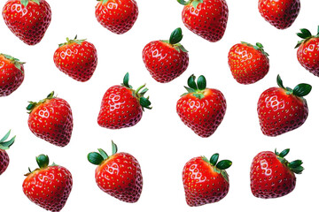 Fresh, vibrant strawberries arranged beautifully on a white background for a striking visual impact