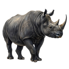 Fototapeta premium Majestic White Rhinoceros, Isolated on White Background