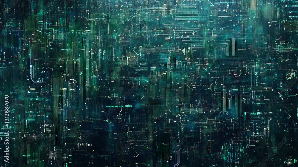 Poster abstract digital circuit board teal green technology background futuristic lines pattern design mode