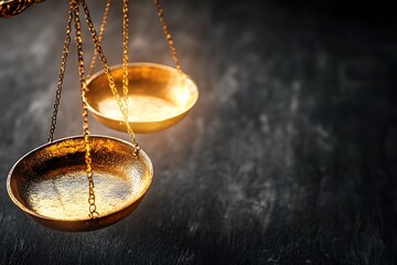 Antique Gold Justice Scales On Dark Background