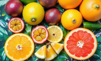 Vibrant assortment of fresh citrus fruits