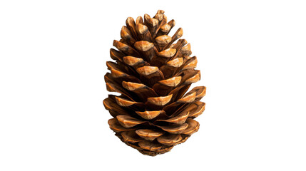 Pine cone showing its scales on transparent background