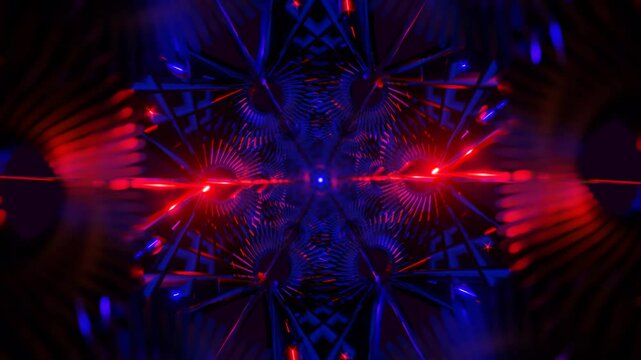 Changing geometric forms with strobe light patterns in seamless abstract loop
