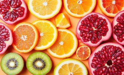 Colorful citrus and pomegranate collection