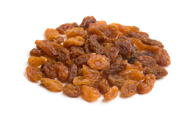 light raisins on white background