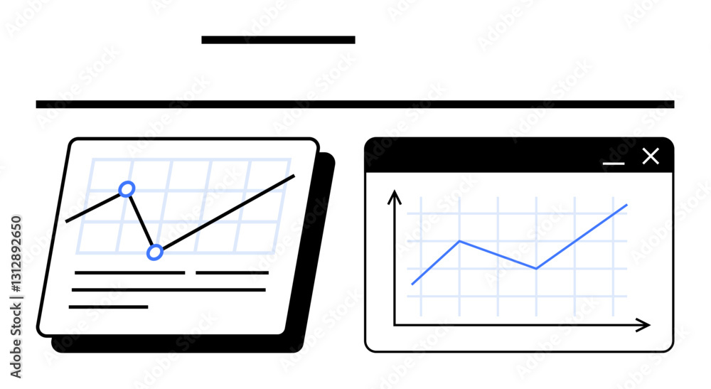 Poster two charts display data trends with line graphs, emphasizing growth and performance tracking. ideal 