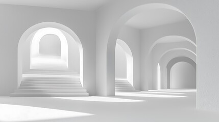 Fototapeta premium White Archway Minimalist Architecture Interior Design Modern Space