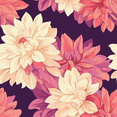 Fototapeta premium Bold Dahlia Pattern, seamless tiles, wallpaper, background