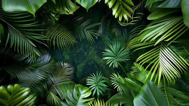 Verdant paradise tropical leaves form lush background, rainforest frame, Ai Generated