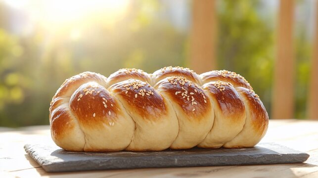 Golden Braided Bread Loaf Bakery Food Photography
