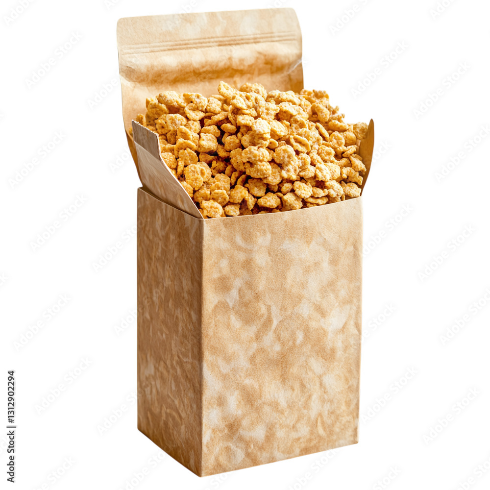 Poster cereal box with nutritional information isolated on transparent background
