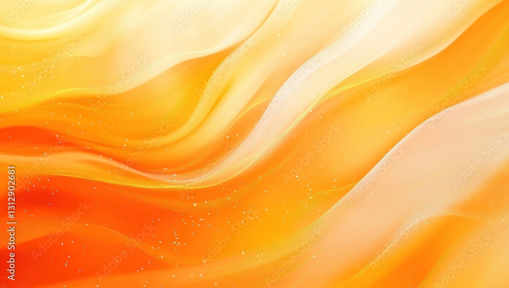 Poster abstract background featuring flowing waves of orange and yellow hues with a soft and dreamy texture