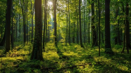 Serene Forest Landscape with Sunlight