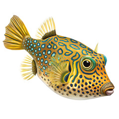 Vibrant Illustration of a Yellow and Blue Spotted Fish