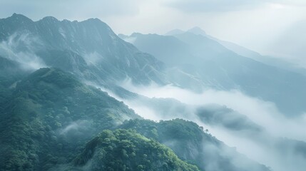 Misty Mountain Landscape View