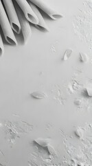 Artistic Pasta Composition: A unique artistic close-up captures the textures and forms of raw penne pasta arranged creatively, inviting a sense of culinary artistry.