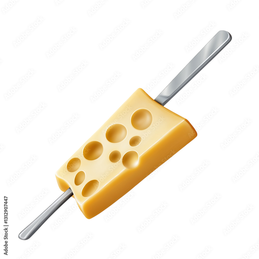 Poster cheese slicer with sharp wire isolated on transparent background