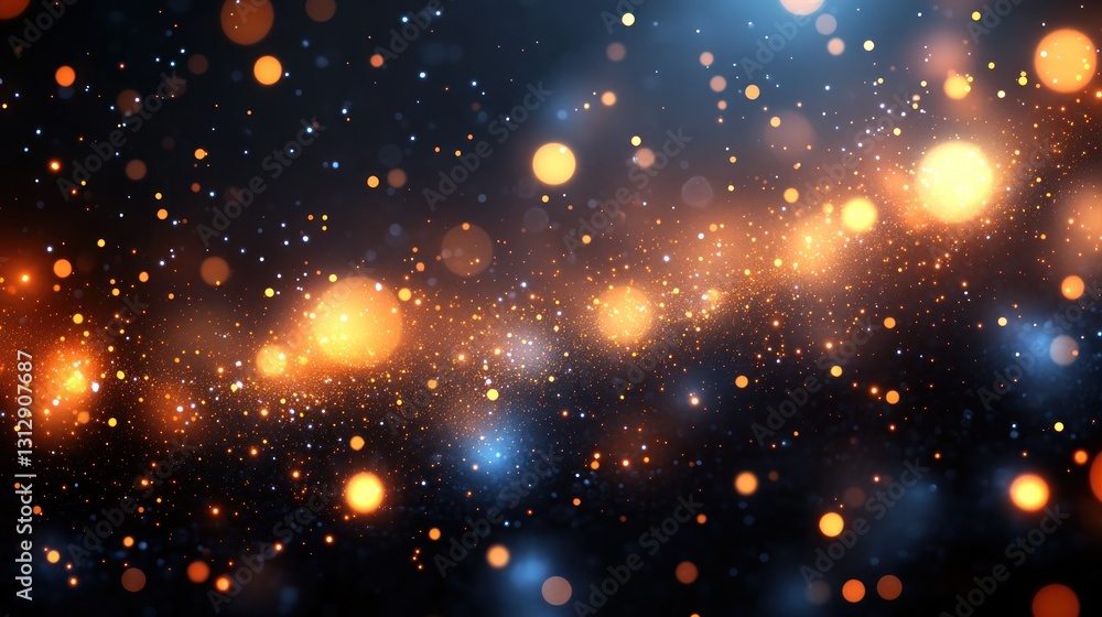 Wall mural glowing particles swirl in dark space background