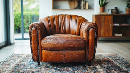 Comfortable vintage leather armchair design showcasing a stylish seat perfect for any interior setting complementing your furniture collection including sofa and chair options