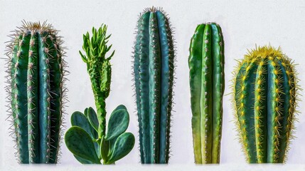 Beautiful big cactus on a white background showcasing vibrant green hues, perfect for botanical and tropical themes in your creative projects.
