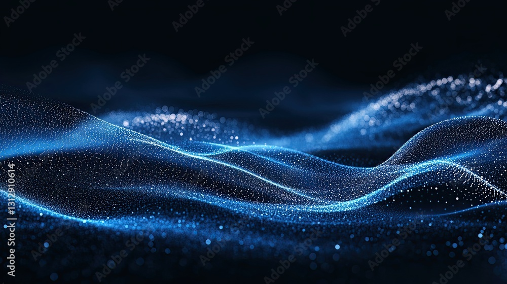 Poster illustrating big data and cybersecurity in 3d. neural networks and s are included. information waves