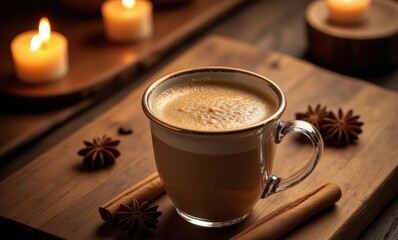 Warm coffee with cozy ambiance