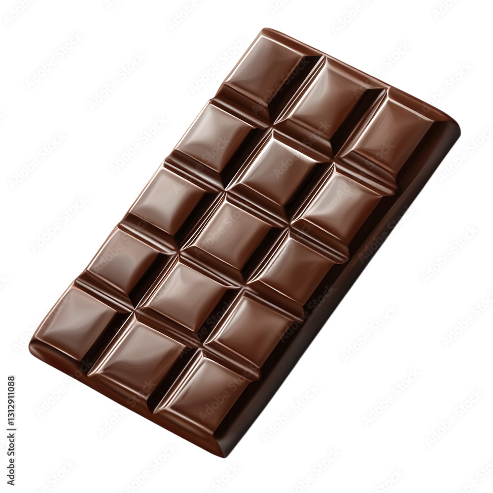 Poster chocolate bar with visible textures isolated on transparent background