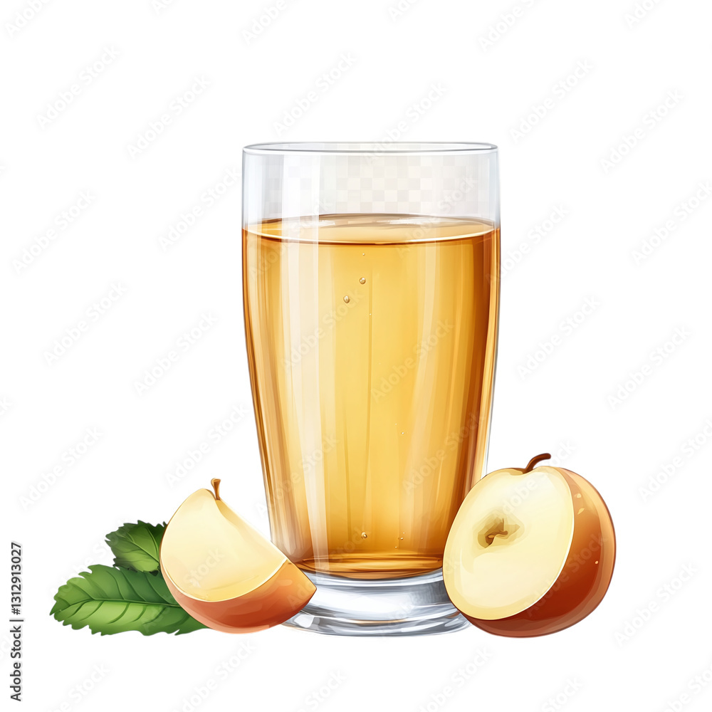 Poster cider with refreshing taste isolated on transparent background