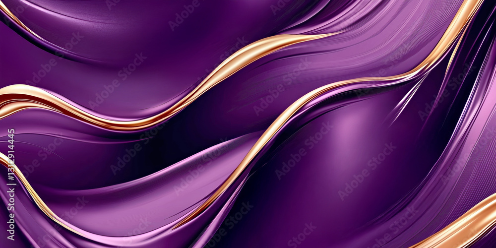 Poster elegant purple and gold wave patterns creating a luxurious abstract background for design and art pr