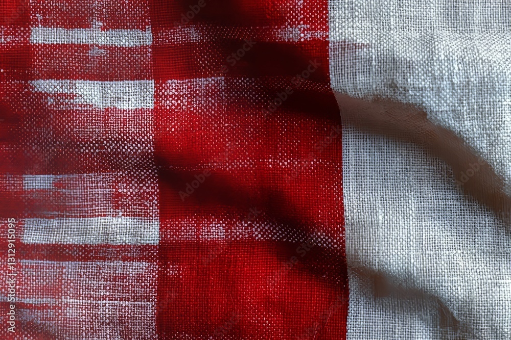 Poster linen fabric with a large red and white cell texture is commonly used in scottish tailoring and rese