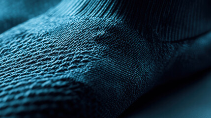 A stylish sports sock and cleat combination in a close-up perspective, highlighting the intricate fabric patterns and cutting-edge design