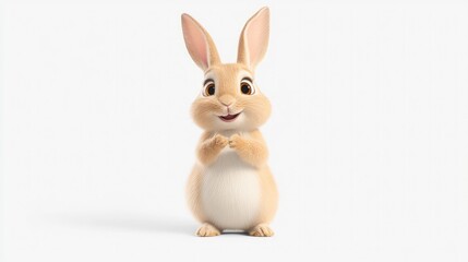 Obraz premium Cute intelligent rabbit against a white background,