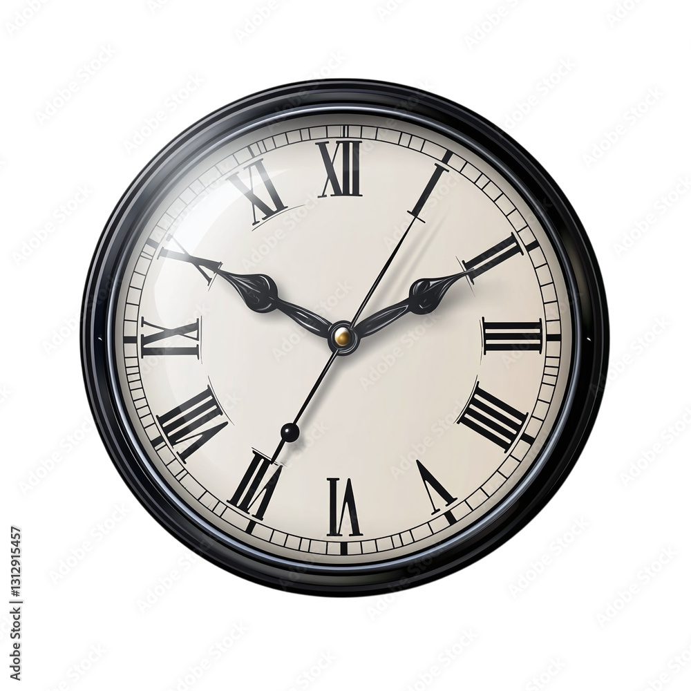 Poster clock face with tick marks isolated on transparent background