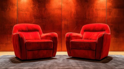 Stylish empty red cinema armchair and sofa design in an indoor setting showcasing modern furniture seating options for comfort and aesthetics.