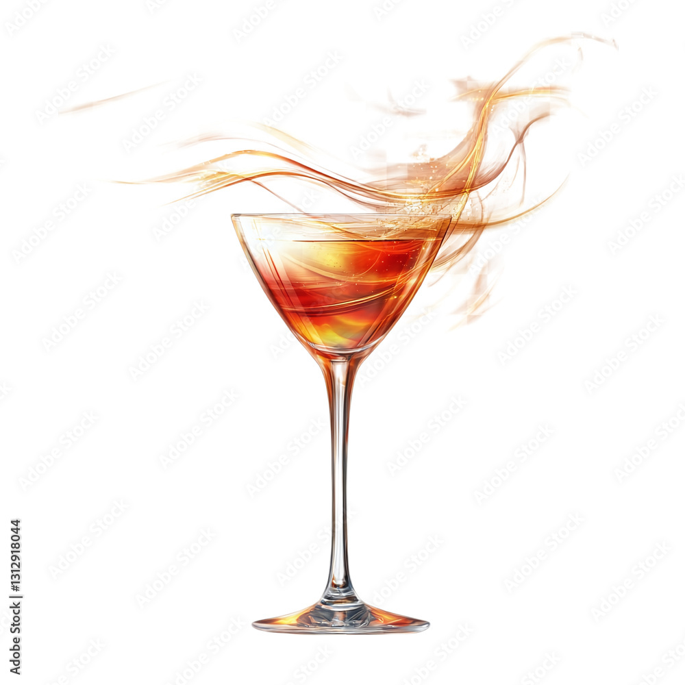 Poster cocktail mixer with dynamic lines isolated on transparent background