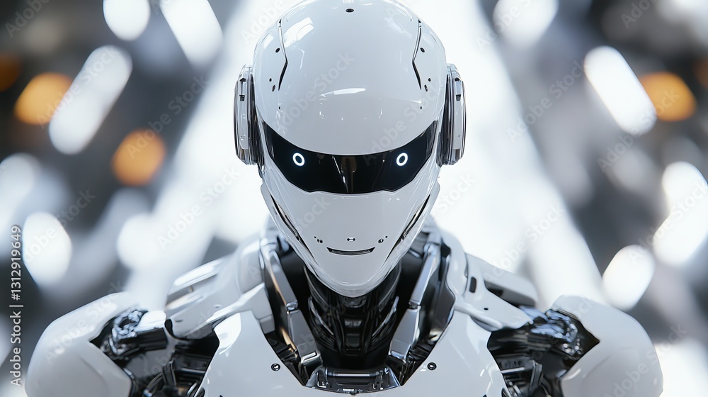 Aufkleber advanced futuristic robot artificial intelligence white mechanical technology design innovation mode