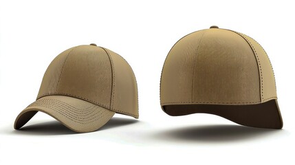 Clean empty cotton baseball cap with a visor on a neutral background showcasing clothing and textile design in a front and back view