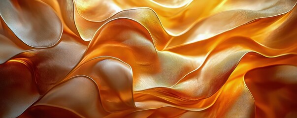 Shiny smooth gold satin silk textile material featuring a soft elegant design perfect for luxurious clothes and creative projects created with AI innovation
