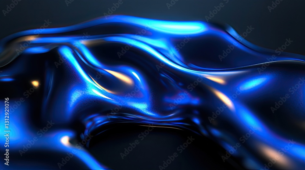Aufkleber abstract technology background featuring a blue wave shape. dark blue background with glowing partic