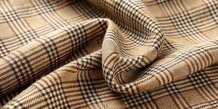 Elegant checkered fabric with classic vintage tone and neutral color palette creating a timeless sophisticated look, womenswear , vintage check