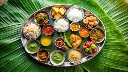 Navratri Upwas Thali on Banana Leaf, Navratri fasting food, vegetarian dish