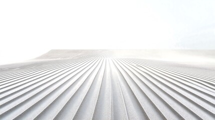 Sand dunes stretch under a bright sky with soft white light