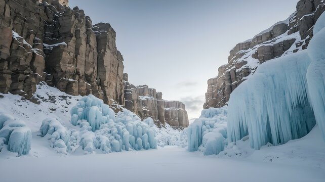 High and towering canyon walls stand as eternal sentinels, silently testifying to unfathomable passage of time, generated with ai