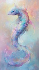 Fototapeta premium A beautiful fantasy creature swims in a pastel colored world