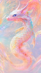 Fototapeta premium A beautiful and detailed illustration of a colorful fantastical sea dragon