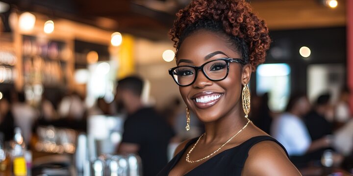 photo of friendly black entrepreneur standing in local community meetup -