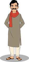 A indian Village man cartoon character design for 2d cartoon animation - male cartoon character design