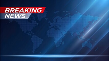 Futuristic Breaking News Background with Digital World Map and Light Effects